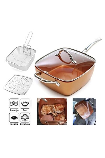 stuffix Tigaie pătrată multifuncțională 5 în 1 cu capac, înveliș antiaderent ...