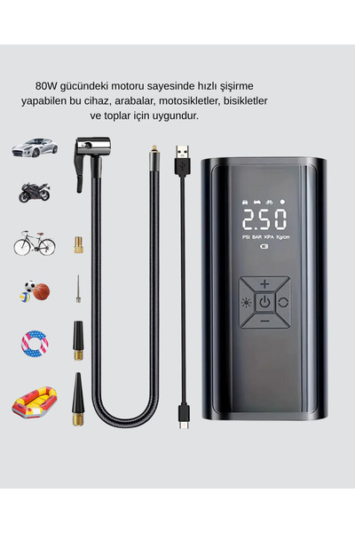 ZERO LAND Lvsqvr Wireless Digital Tire Inflator Pump Led (205316) 80W with Light