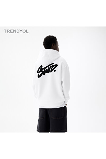 CLASSY.MODA Unisex 3 Yarn O Oversized Stwd Lettering B Printed K Hooded Kangaroo Pocket Comfortable Casual Sweat Hoodie