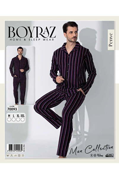 ALFA AKSESUAR 03 Boyraz 70093 Men's Long Sleeve Combed Cotton Pajama Set