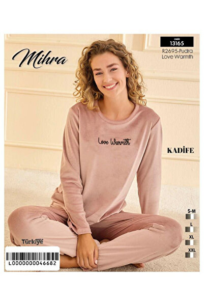 ALFA AKSESUAR 03 13165 Women's Velvet Long Sleeve Pajama Set