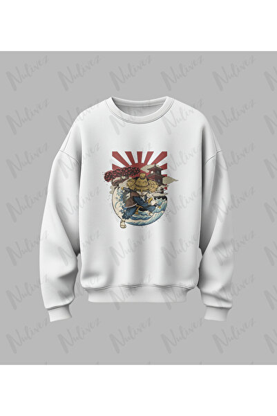 Nulivez تصميم الساموراي مطبوع سويت شيرت عالي الجودة للجنسين قصة فضفاضة برقبة ...