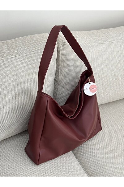 BAGLOVİS Single Handle Leather Casual Burgundy Shoulder Bag En42 Boy28