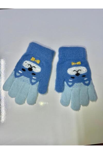 JHTshop Girl's Knitted Jacquard Warm Five-Finger Gloves Cute Hug Bear Embroid...