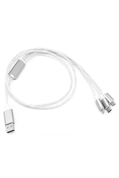 Stone 3-in-1 Luminous Mobile Cable USB-C, micro USB, Lightning, TPE, LED, Multicolor, 1m