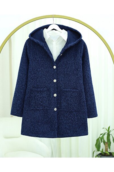 Modamorfo Hooded Buttoned Pocketed Bearded Cap - Navy