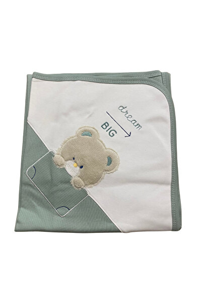 OEM Păturică bebe din bumbac cu glugă și aplicație ursuleț „Dream Big”