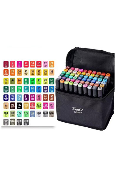 Touch 60-Set Dual-Tip Markers with Pouch, Multicolor, 15 cm