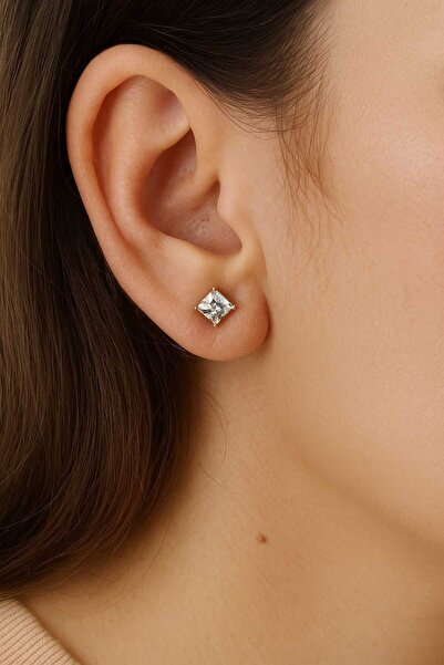 XUPING JEWELRY Wisdom Jewelry Xuping Square Single Stone Zircon Stone Rose Ea...