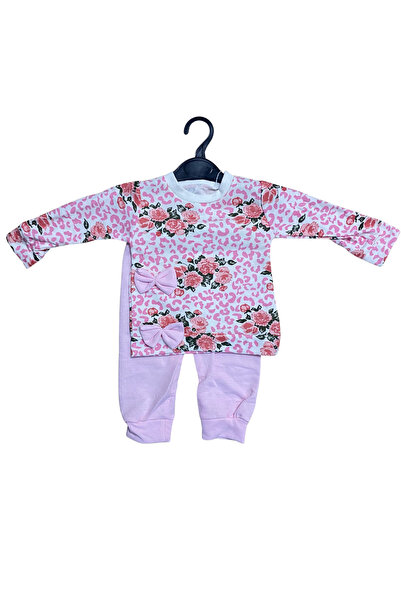 OEM Παιδικό σετ δύο τεμαχίων με μπλούζα με λουλούδια και φιόγκους - παντελόνι...