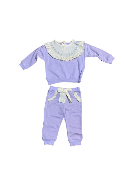 OEM Set Bluziță cu Guler Volănaș Brodat & Pantaloni cu Fundiță – Stil Delicat...