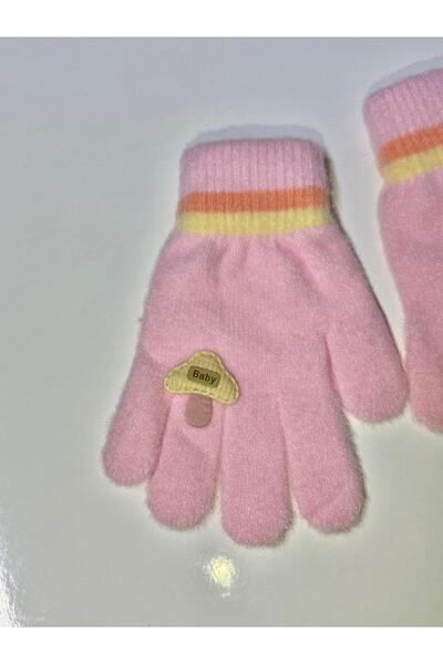 JHTshop Girl's Knitted Jacquard Warm Five-Finger Gloves Cute Hug Bear Embroid...