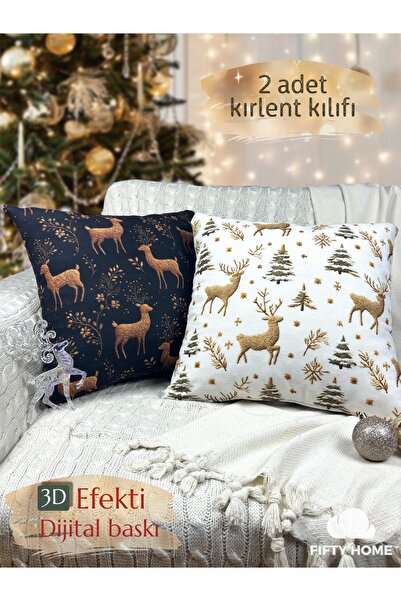 Fifty Home 2 KOMADA NAVLAKE ZA JASTUKE 43x43 cm Digitalna štampa Novogodišnji...