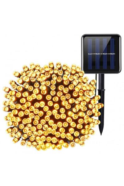 GARDEON Set de 2 ghirlande luminoase solare 100 LED, 10m, alb cald, exterior, senzor automat