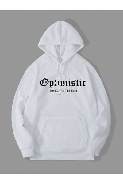 LAVİTTA Hanorac unisex negru, oversize, cu glugă, cu imprimeu „Optimistic Rose”
