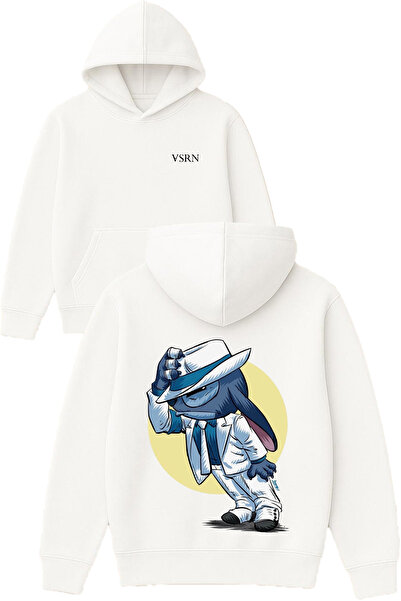 VSRN تصميم ميشيل بلو كرياتور مطبوع قصة فضفاضة سويت شيرت أبيض بغطاء رأس