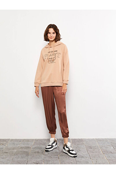 LC Waikiki Hanocă groasă pentru femei LCW Vision Brown imprimată