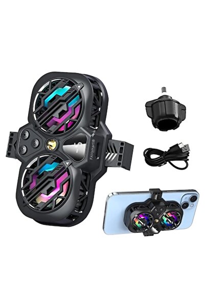 FAVsmart Cooler Dual K11 pentru Telefon, RGB Light, Smart Temp Control, Negru