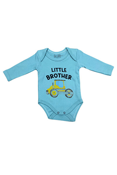 OEM Body bebeluș albastru cu mesaj „Little Brother” și imprimeu tractor – mân...