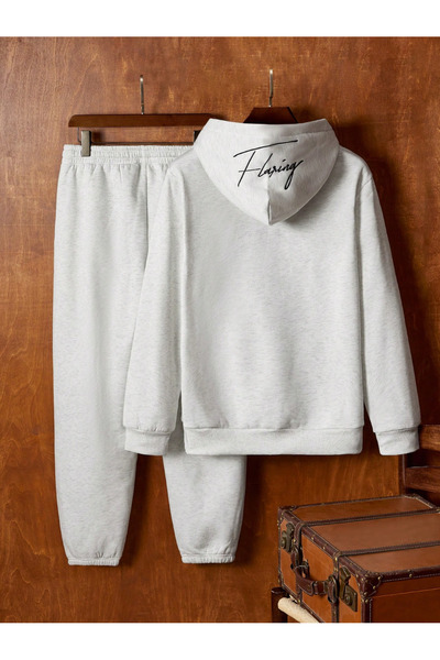 LAVİTTA Hooded Unisex Tracksuit Set with Flaring Written