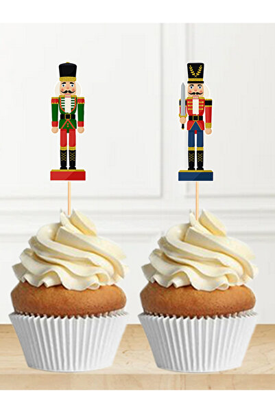 parti pera Yılbaşı Kurşun Asker Cupcake Kürdan Süsü 15 Adet