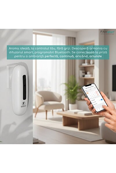 FAVsmart S912 Smart Essential Oil Diffuser, Waterless Nebulization, Bluetooth App Control, 100 ml, White