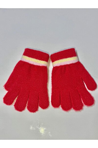 JHTshop Girl's Knitted Jacquard Warm Five-Finger Gloves Cute Hug Bear Embroidered 4-8 Years Old
