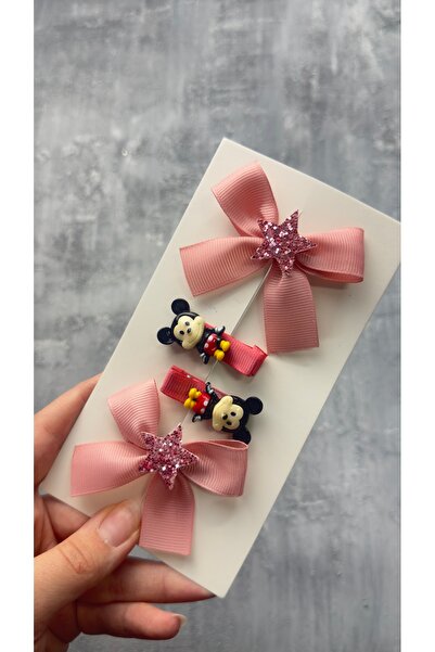 Toka Perisi Kurdele Fiyonk Minnie Mause 4’Lü Klips Toka Seti