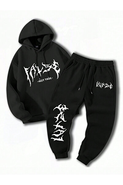 LAVİTTA False Written Black Unisex Tracksuit Set