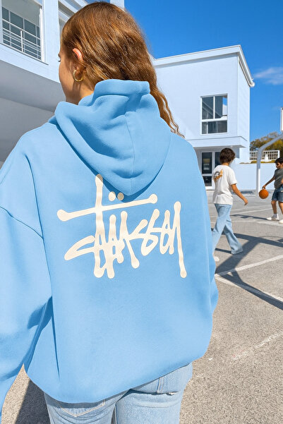 CLASSY.MODA Unisex Oversized 3 Thread Street Style K Hooded Back B Printed Casual Kangaroo Pocket Sweat Hoodie