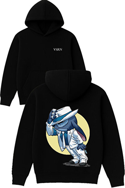 VSRN تصميم ميشيل بلو كرياتور مطبوع قصة فضفاضة سويت شيرت أسود بغطاء رأس