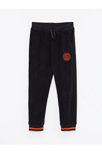 LC Waikiki Παιδικό ανθρακί ελαστικό στη μέση και κεντημένο φλις παντελόνι jog...