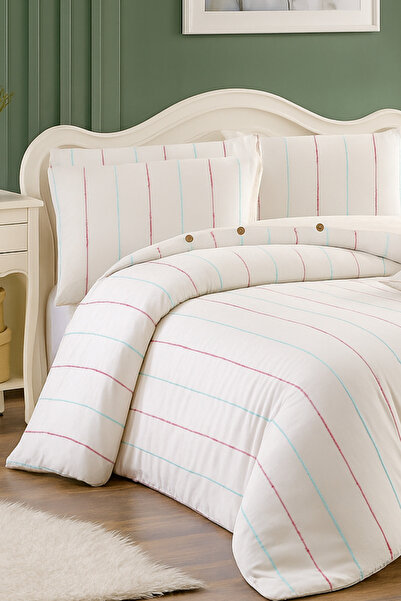 XVA طقم غطاء لحاف مزدوج من القطن من ياديه مع أزرار وتطريز