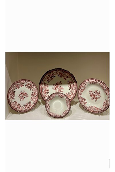 PORSER Fulya Velour Maroon 24 Parça 6 Kişilik Yemek Takımı