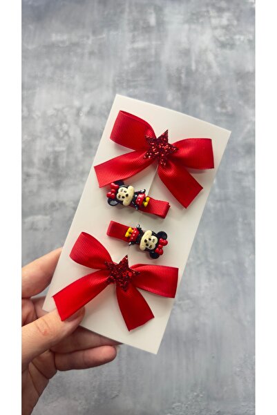 Toka Perisi Crvena traka, mašna, Minnie Mouse, set od 4 komada sa kopčom