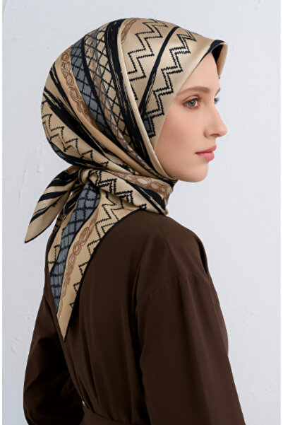 Vissona Μεταξωτό μαντήλι Tivil 50935 - 3 - 0003 - 0004 Αφηρημένο σχέδιο σε κρεμ μπεζ