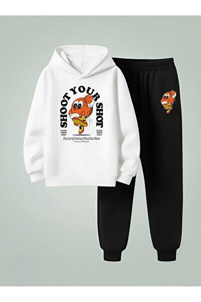 LORVEX Set cu glugă pentru copii SHOOT YOUR Imprimat 3 fire, din fleece trico...