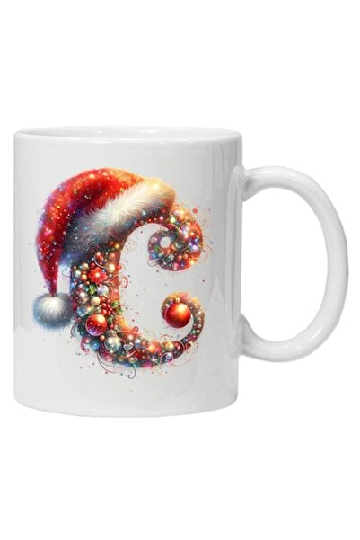 CRD PRINT Cană personalizată cu imprimeu de iarnă „Inițiala C”, model 2, cera...