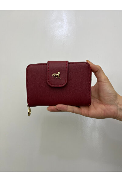 shiny ever Leather Claret Red Women's Wallet with Gold Detail