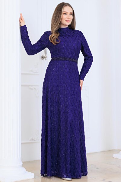 Esilanur Lina Tesettür Abiye Elbise Mor