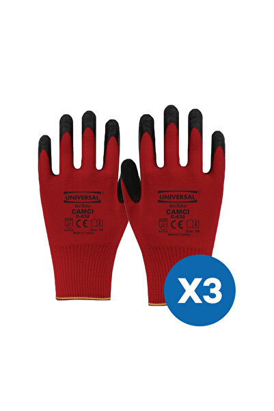 Universal Techno Tırtırlı Camcı Eldiveni (3 Çift)