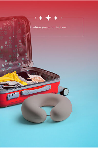 PUFYMAX Orthopedic Travel Pillow, Visco Neck Support Travel Pillow, Journey Pillow, Hypoallergenic (Grey)