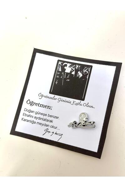 Tüko Store Atatürk İmza Rozeti Broş Öğretmenler Günü Hediyesi Kartlı Kutulu