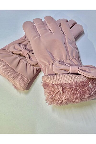 JHTshop قفازات شتوية نسائية مقاومة للماء من الفرو الصناعي الفاخر