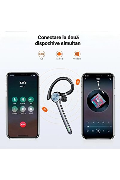 CerCip G7 Bluetooth Headset Black, 100 Hour Battery, Bluetooth 5.3, Multipoint, Noise Cancellation, Mute Button