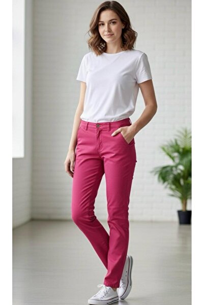 STITCH by MH Women's Slim-Fit Solid Pants - PINK -36
