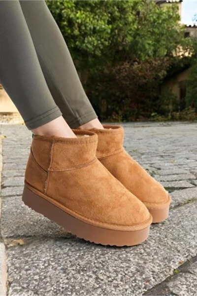 emela kids shoes Yeni Sezon Ayak Boy Mini Süet İçi Kürklü Tüylü Kalın Taban Kadın Bot