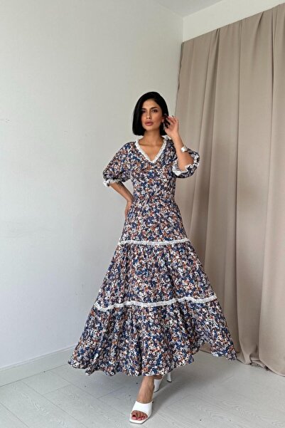 ETİLER COLLECTION Rochie brodată cu spatele deschis, cu model, colecția Munn