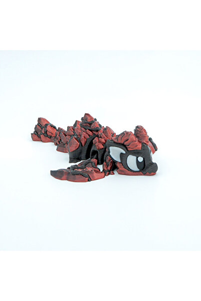 OEM 3D Mini Articulated Dragon Figurine, Dark Grey and Metallic Red, 10x8x3cm