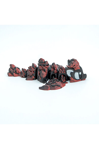 OEM 3D Mini Articulated Dragon Figurine, Dark Grey and Metallic Red, 10x8x3cm